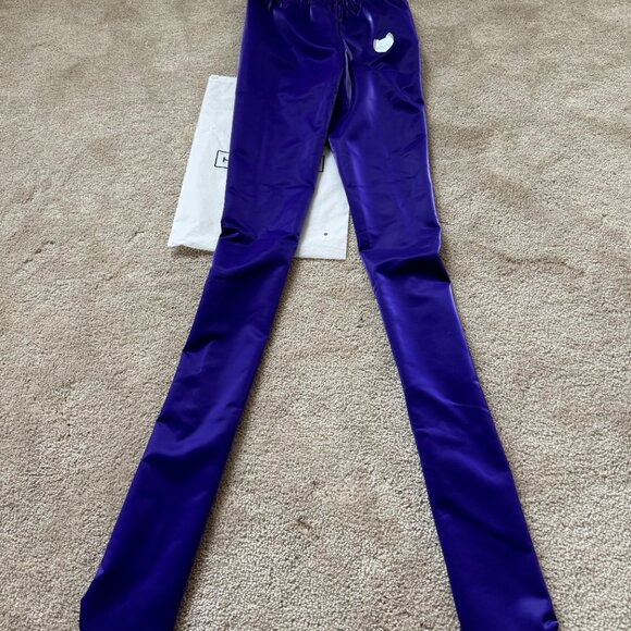 HIRO GATO Sharkskin PU Spandex M MEDIUM Leggings Purple BRAND NEW LIMITED L@@K! - Picture 4 of 13